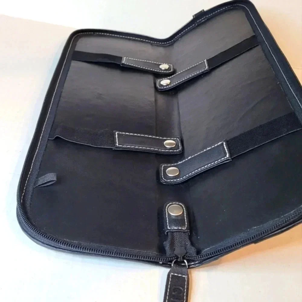 GEOFFREY BEENE Black Leather Tie Case Holder Travel Case Vintage